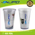 cute food grade CE/EU/FDA certification16oz double wall plastic tumbler with straw